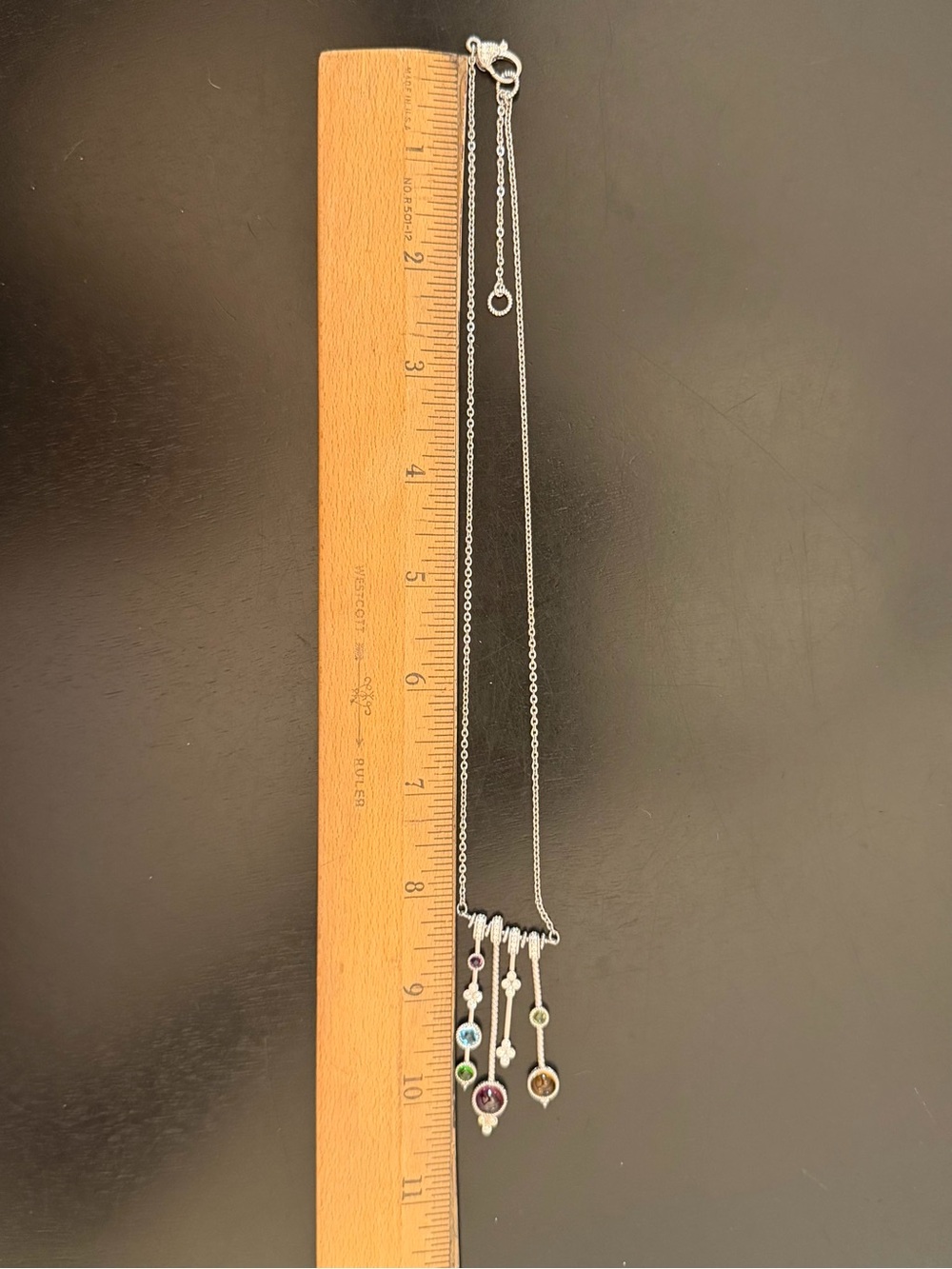 Judith Ripka Sterling Silver Multi Gemstone Fringe Dangle Necklace NEW 18” - Picture 4 of 4